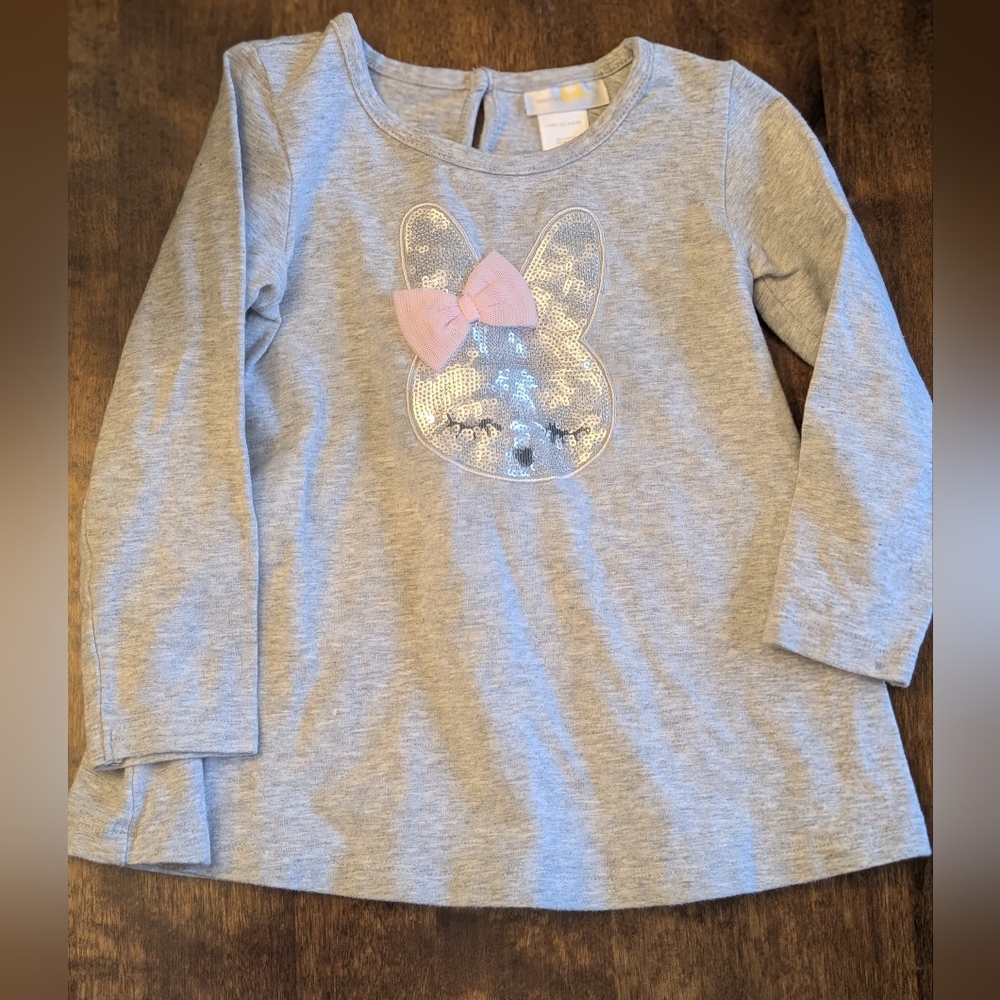 Gray Long Sleeve Infant Long Sleeve Shirt with Bunny Design/ 18 Months